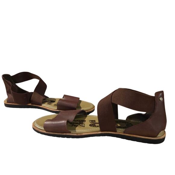 Sorel Womens Med Ella Sandal Cross Ankle Strap Flat Brown sz 12 - Picture 1 of 7
